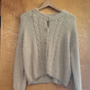 RSQ Fuzzy Cream Cardigan Sweater